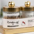 The Crème Shop x Hello Kitty Glass Jar Cotton Pads & Swab Gold Set 2