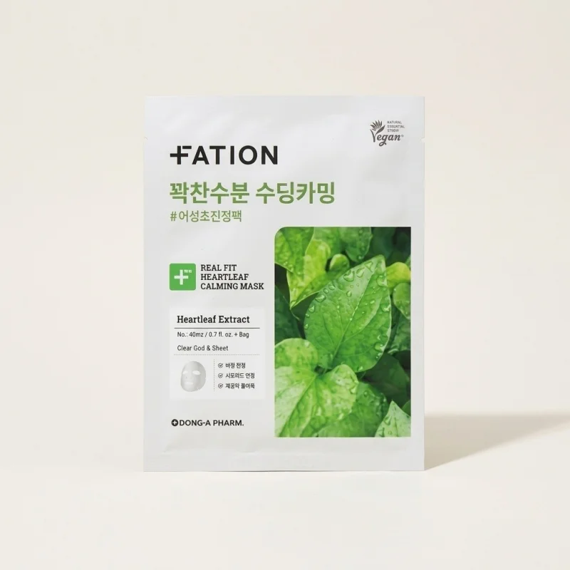 FATION Real Fit Heartleaf Calming Mask - Hydrating Facial Sheet Masks (5 Pack) - Main Image