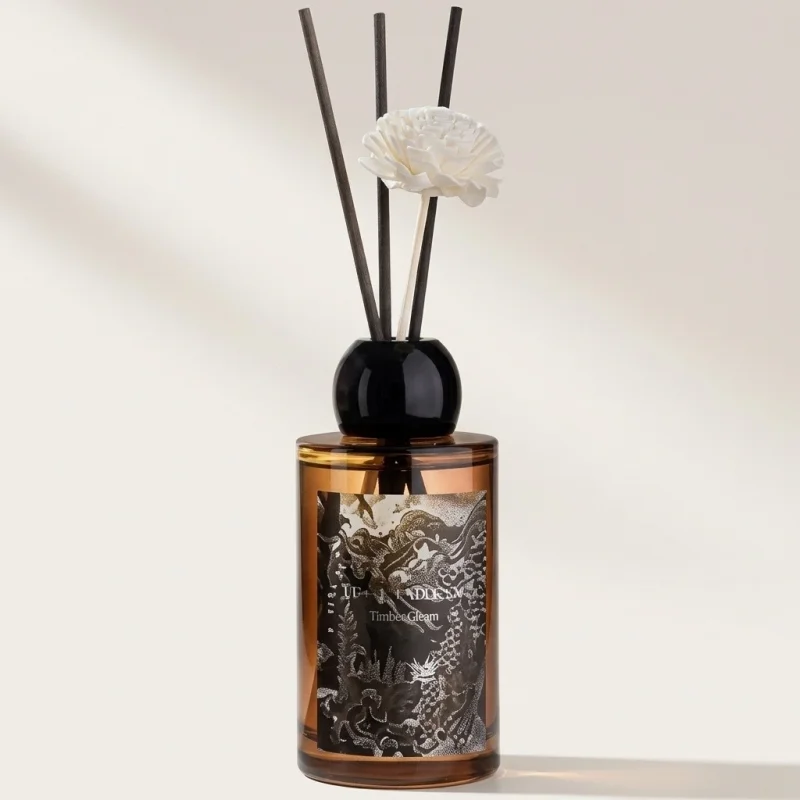 UT ++ Timber Gleam Reed Diffuser - Woody Home Fragrance with Sola Flower - Main Image