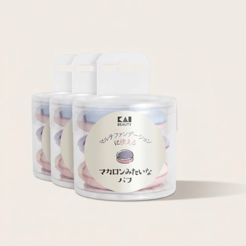 KAI Beauty Macaron Shape Makeup Puffs, 3-Piece Set for Foundation - Main Image