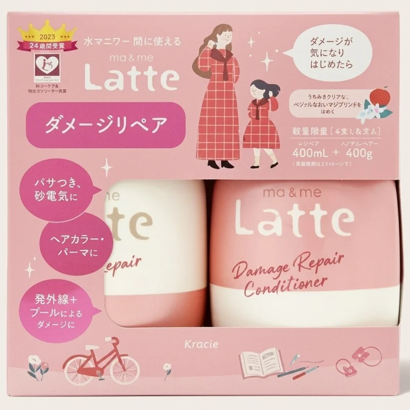 Kracie ma & me Latte Damage Repair Hair Care Set, 400ml + 400g - Main Image
