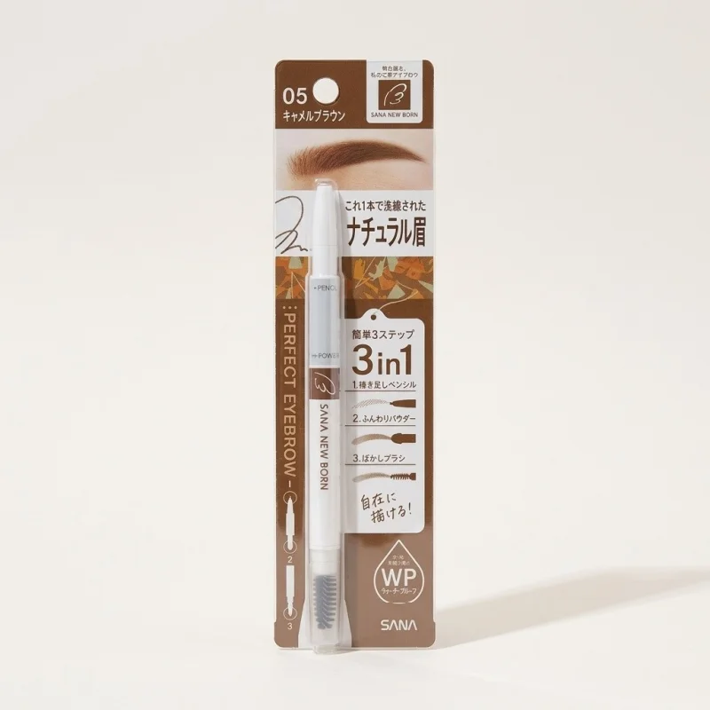 SANA New Born 3-in-1 Eyebrow Pencil, 05 Camel Brown, Natural Finish - Main Image