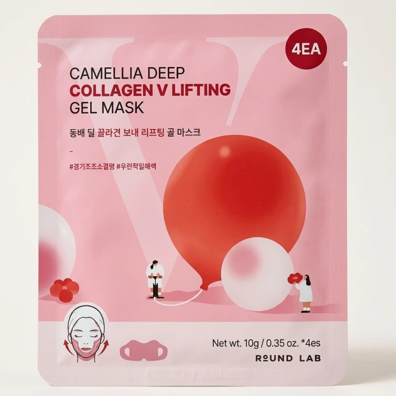 ROUND LAB Camellia Deep Collagen V Lifting Gel Mask - Elasticity Care (4 Count) - Main Image