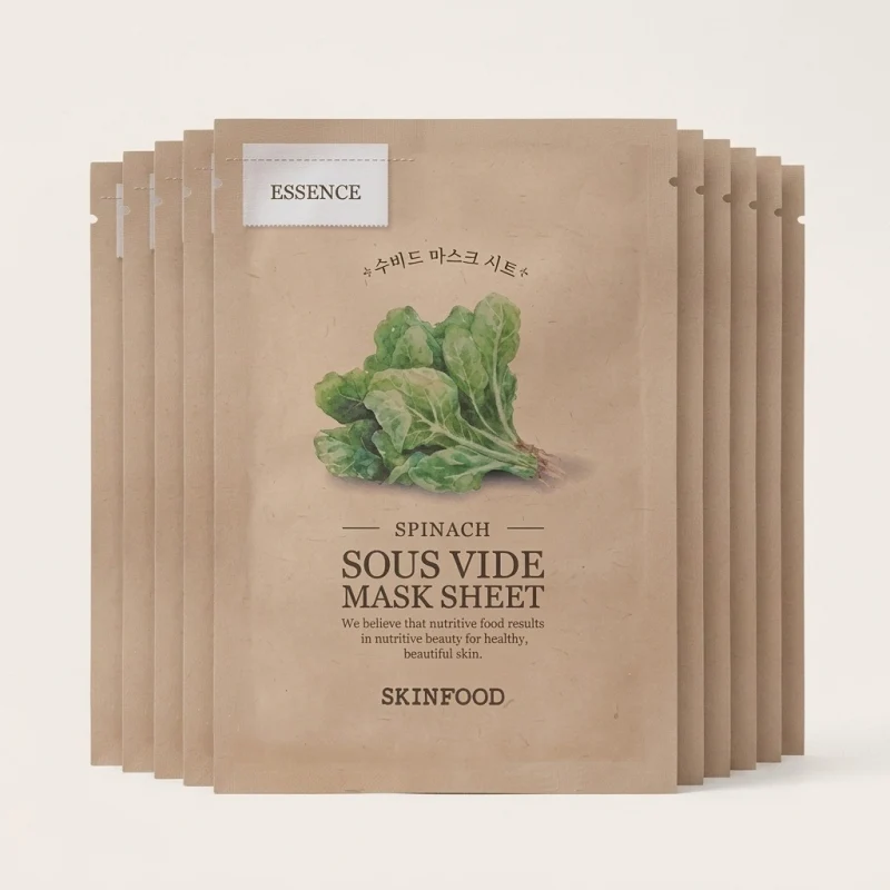 SKINFOOD Spinach Sous Vide Mask Sheet (10 Pack) - Revitalizing Essence Mask  - Main Image