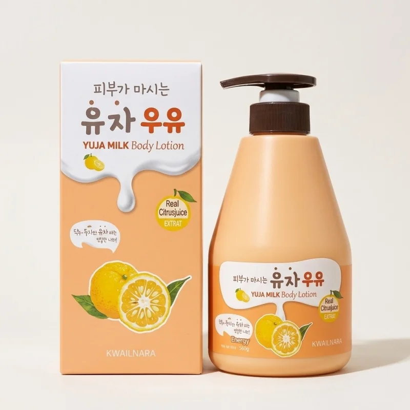 Kwailnara Yuja Milk Body Lotion - Brightening Citron & Milk Protein (560g) - Main Image