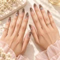 Semicured Gel Nail Strips with 3D Rhinestones and Cat-Eye Shimmer 2