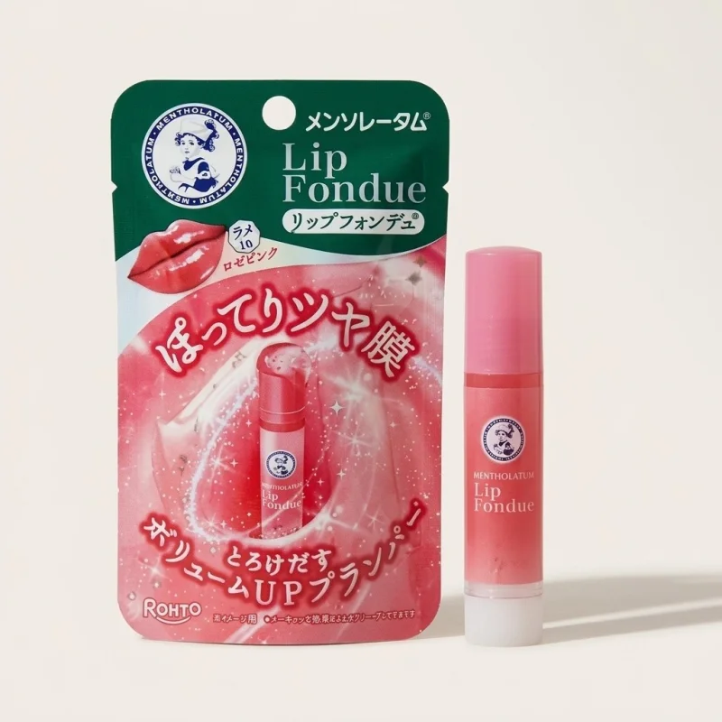 Mentholatum Lip Fondue Rose Pink - High-Gloss Plumping Lip Balm with Shimmer - Main Image