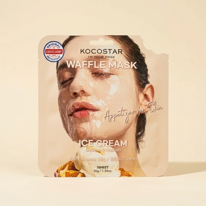 KOCOSTAR Ice Cream Waffle Mask — Soothing Gel Essence Cotton Sheet Mask - Main Image