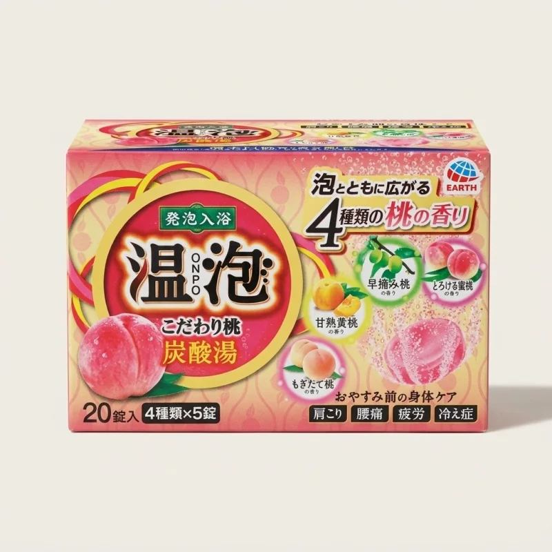 EARTH ONPO Carbonated Bath Tablets Peach Scent Assortment, 20 Count - Main Image