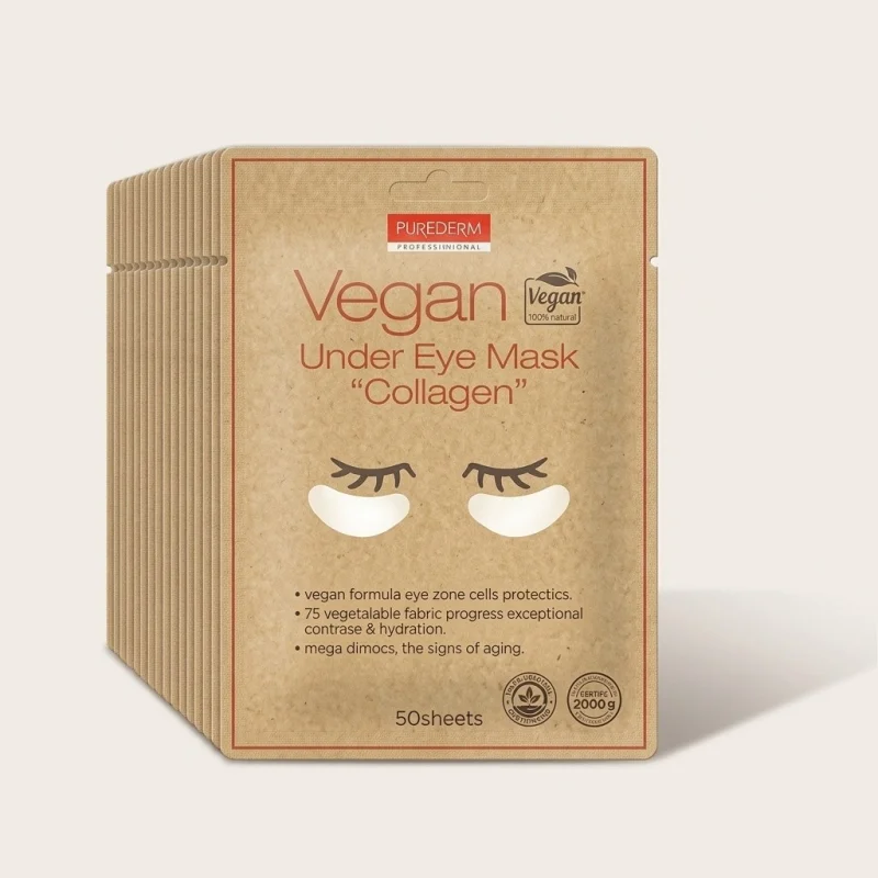 PUREDERM Vegan Collagen Under Eye Mask - 30 Sheets Hydrating Eye Patches - Main Image
