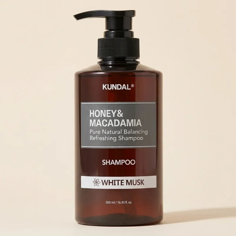 KUNDAL Honey & Macadamia Shampoo 500ml - White Musk Balancing Scalp Care - Main Image