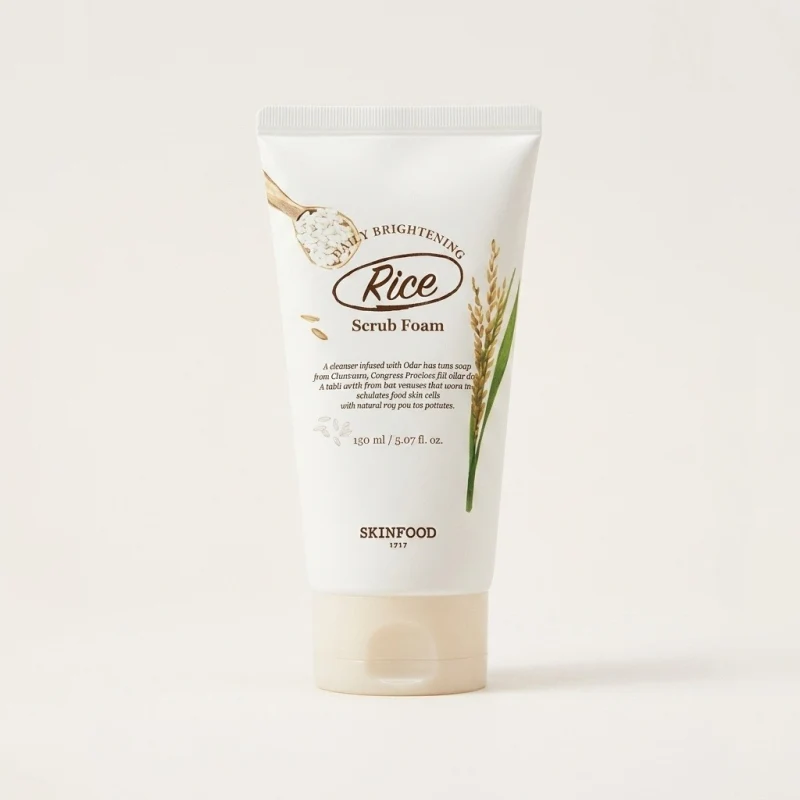 SKINFOOD Rice Daily Brightening Scrub Foam, Gentle Exfoliating Cleanser 150ml - Main Image