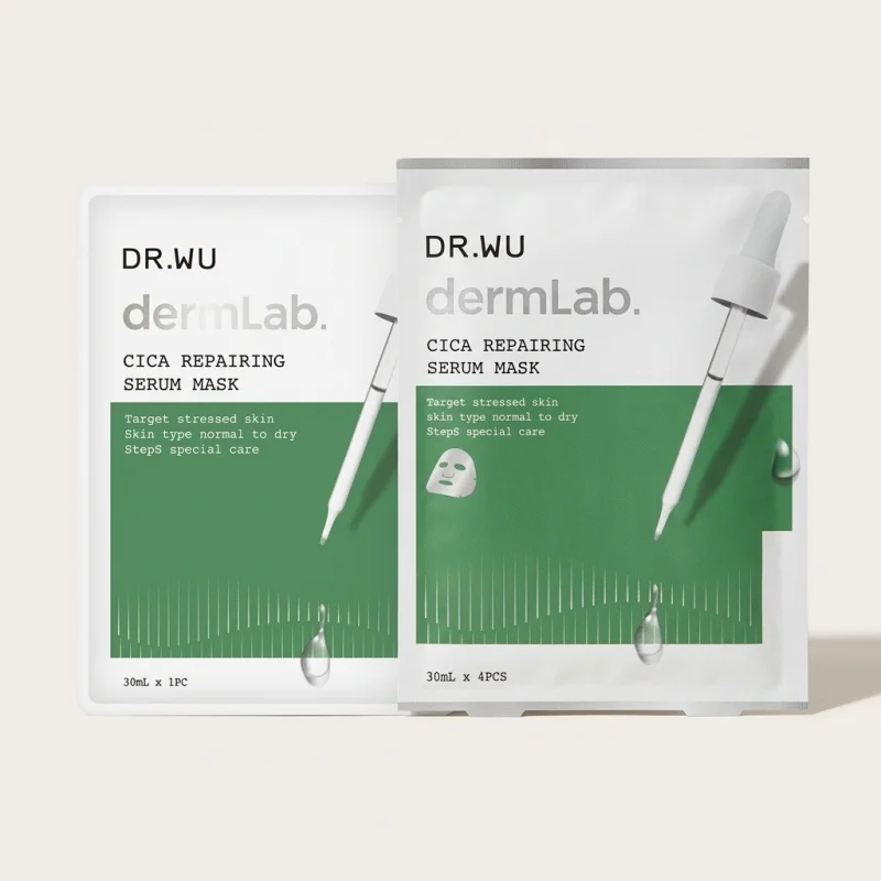 DR.WU dermLab Cica Repairing Serum Mask - Soothing & Hydrating for Dry Skin, 4ct - Main Image