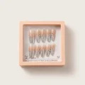 Semicured Gel Nail Strips - Nude Gradient with Silver Shimmer and Rhinestones 4