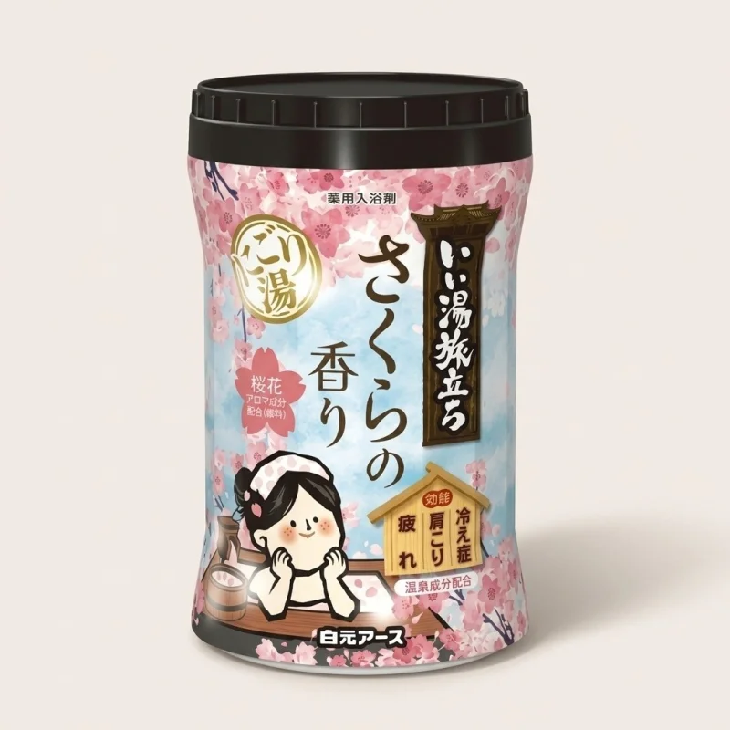 Hakugen Earth Iiyu Tabidachi Sakura Scented Medicated Bath Powder - 600g - Main Image