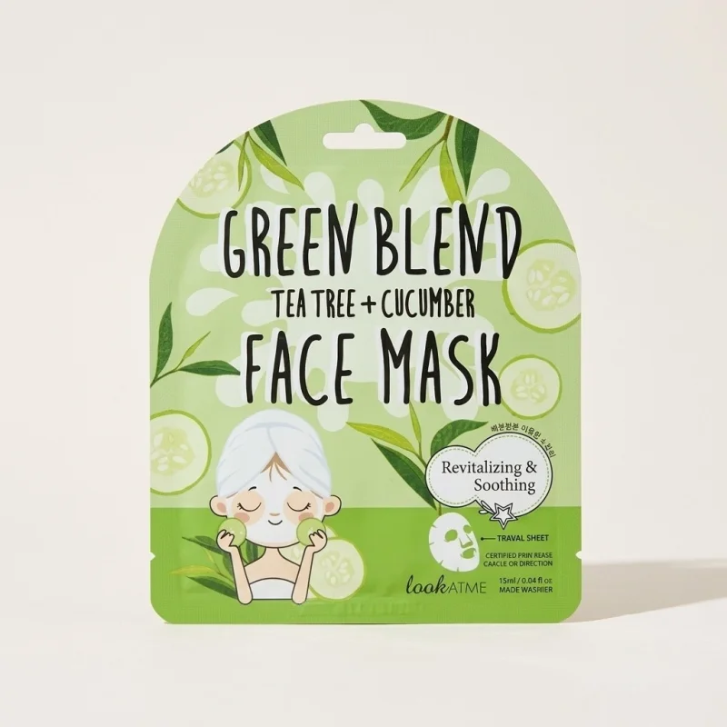 LOOK AT ME Green Blend Tea Tree and Cucumber Face Mask, Soothing & Revitalizing - Main Image
