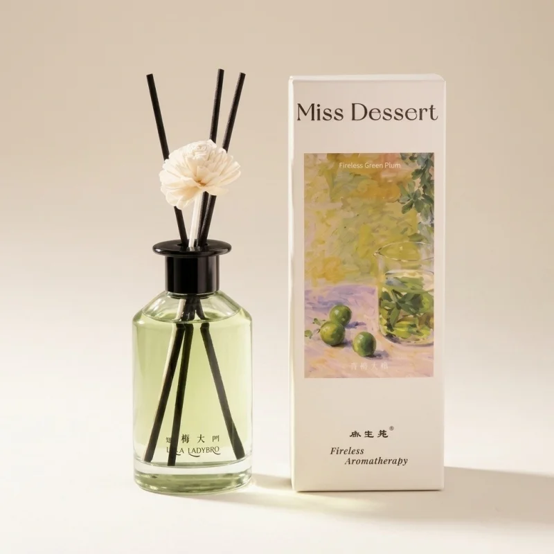 LELA LADYBRO Green Plum Reed Diffuser - Fireless Home Fragrance with Decor - Main Image