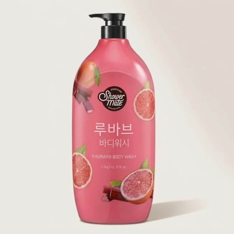 SHOWER MATE Rhubarb Refreshing Body Wash, Large Capacity 1.2kg Pump Bottle - Main Image
