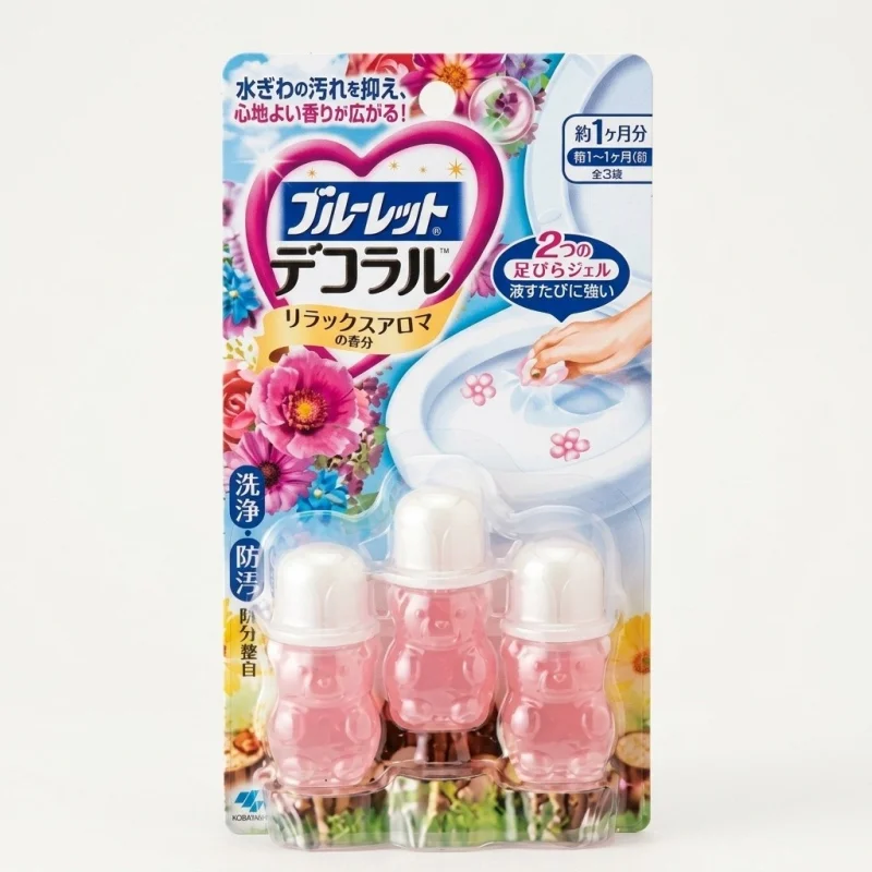 Kobayashi Bluelet Decoral Toilet Cleansing Gel, Relaxing Aroma, 3 Count - Main Image
