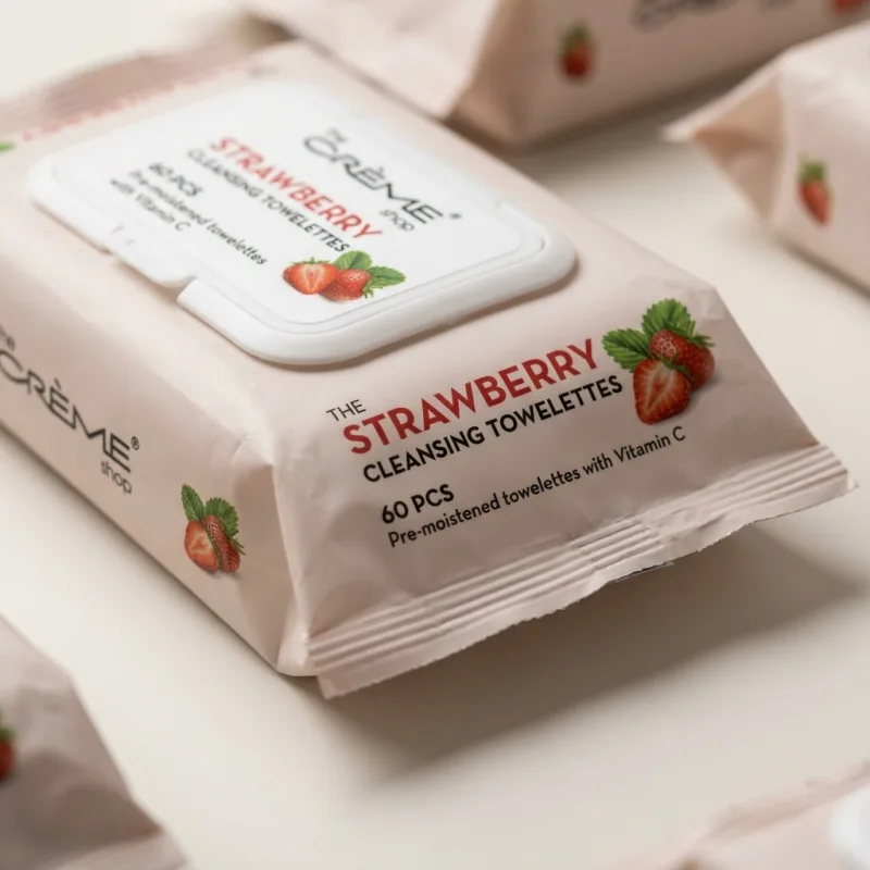 The Crème Shop Strawberry Cleansing Towelettes - 60ct Makeup Remover Wipes - Main Image