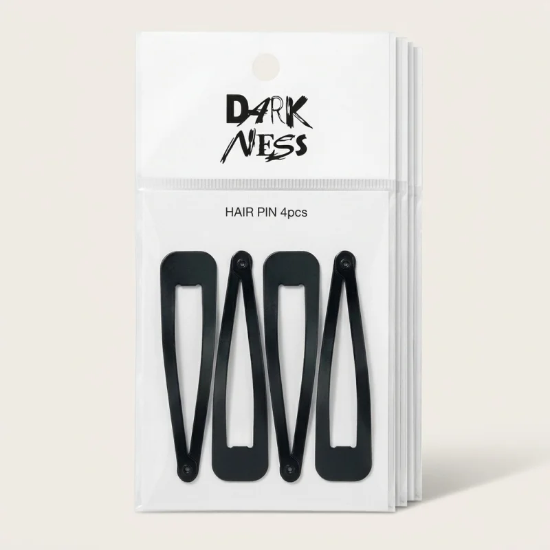 DARKNESS Matte Black Snap Hair Pins - 4 Piece Set (DAC-0723) - Main Image