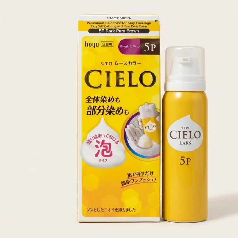 CIELO Mousse Hair Color 5P Dark Pure Brown - Easy One-Push Gray Coverage - Main Image