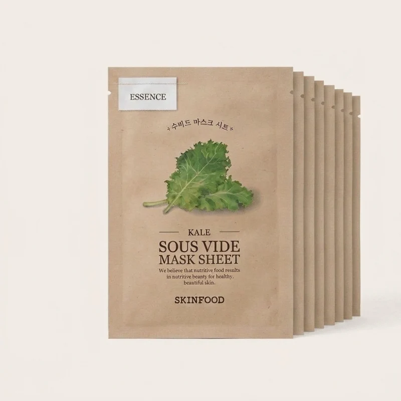 SKINFOOD Kale Sous Vide Mask Sheet (10 Pack) - Hydrating Essence Facial Mask - Main Image