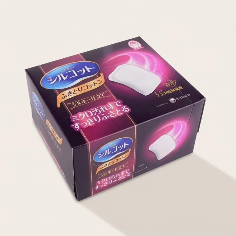 Unicharm Silcot Silky Wiping Cotton Puffs - Lint-Free Skincare Pads, 32 Count - Main Image