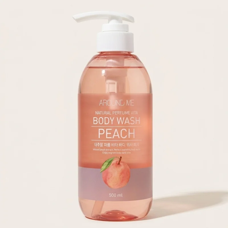 AROUND ME Perfume Vita Body Wash Peach 500ml - Hydrating Vitamin Formula - Main Image