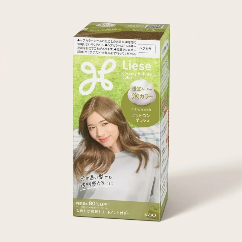 KAO Liese Creamy Bubble Hair Color, Citron Ash - Easy DIY Foam Dye Kit - Main Image