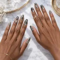 Semicured Gel Nail Strips with 3D Spider and Cross Art - Silver & Grey 2