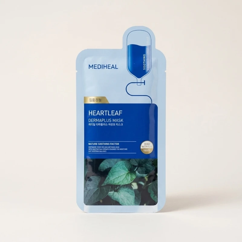 MEDIHEAL Dermaplus Heartleaf Mask - Soothing Facial Sheet Mask (10 Pack) - Main Image