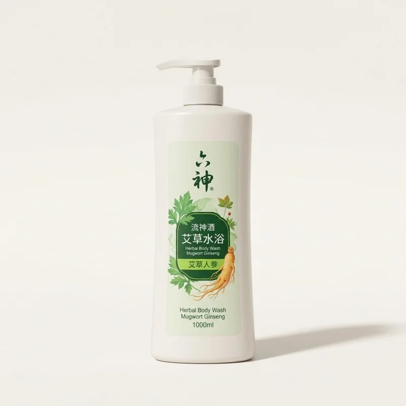Liushen Herbal Body Wash with Mugwort and Ginseng, 1000ml Family Size - Main Image
