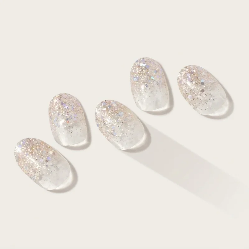 OHORA Semicured Gel Nail N Sparkle Glam - Holographic Silver Glitter Strips - Main Image