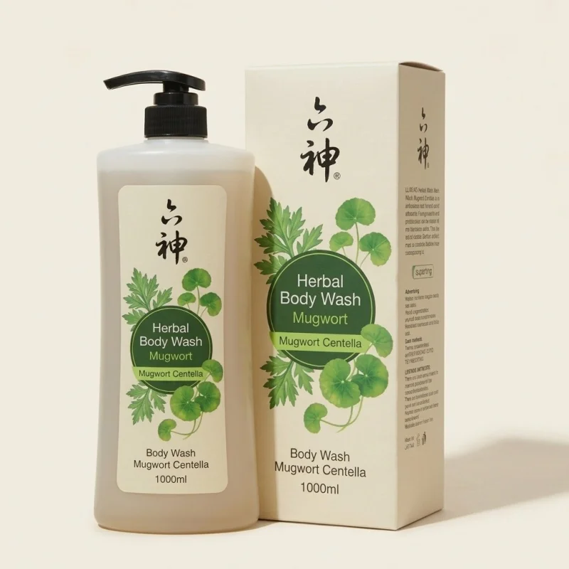 LIUSHEN Herbal Body Wash with Mugwort and Centella, Refreshing Care, 1000ml - Main Image