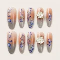 Semicured Gel Nail Strips with 3D Flower Charms & Pearl Accents 1