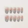 Premium Semicured Gel Nail Strips - Ombre Butterfly & Rhinestone Art 1