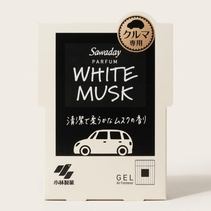 Kobayashi Sawaday Car Gel Parfum Air Freshener, White Musk Scent - Main Image