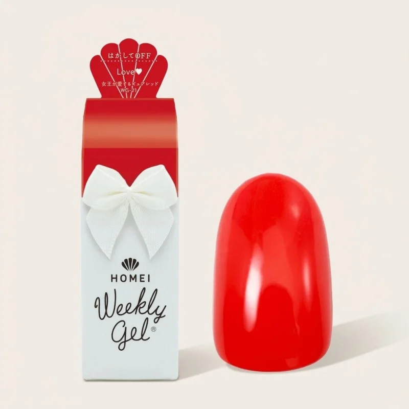 HOMEI Weekly Gel Nail Polish WG-21 Love - All-in-One Peel-Off Red Gel - Main Image