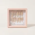 Elegant Almond Semicured Gel Press-On Nails with 3D Rhinestones - Size M 3