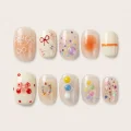 Semicured Gel Nail Strips - Bow & Heart Art Design with 3D Accents 1