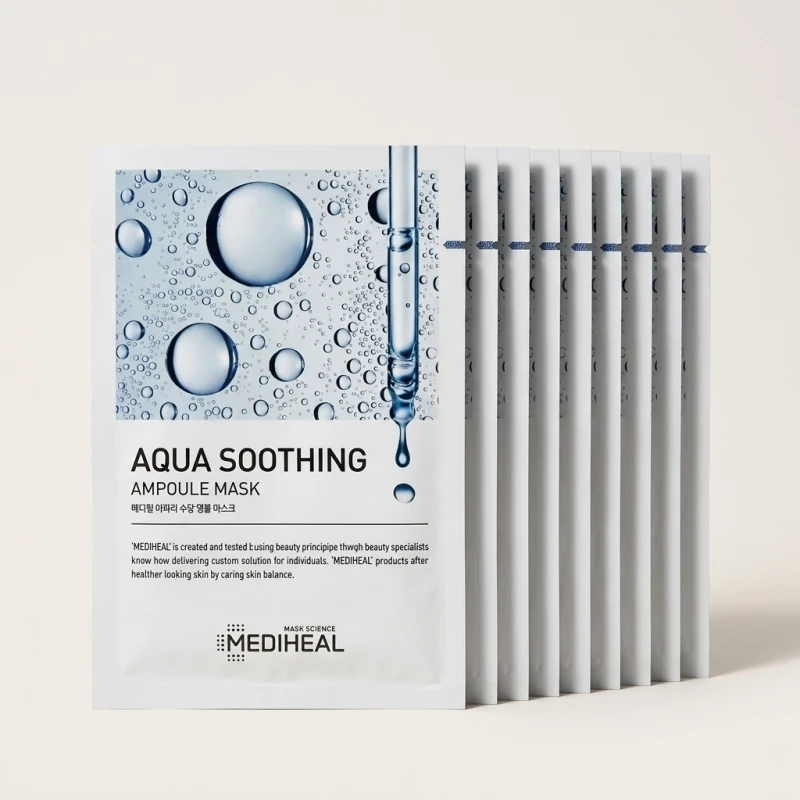 MEDIHEAL ++ Aqua Soothing Ampoule Mask - Deep Hydration (10 Sheets) - Main Image