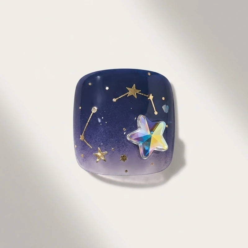 OHORA Semicured Gel Pedicure P Astro - Navy Starry Night Design - Main Image