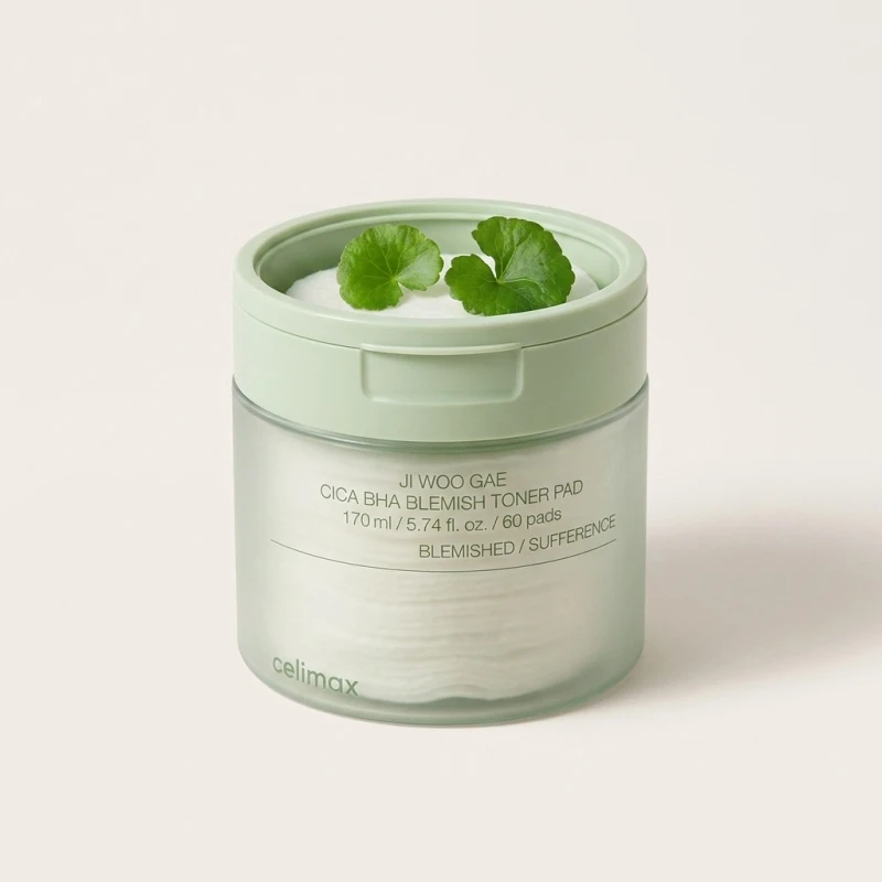 CELIMAX Ji Woo Gae Cica BHA Blemish Toner Pad - Soothing & Exfoliating, 60 Pads - Main Image