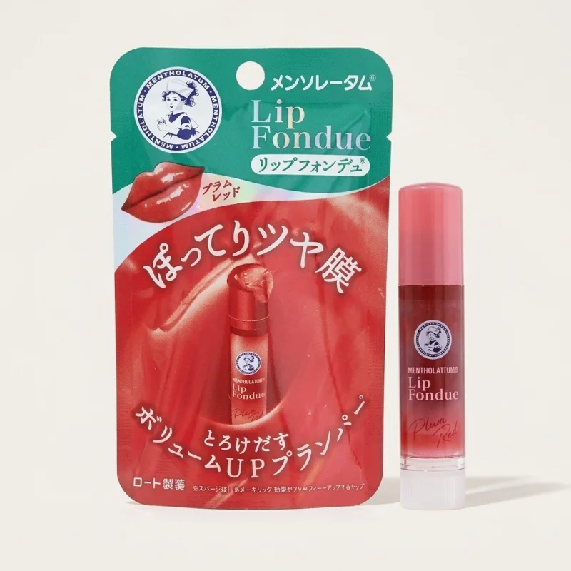 Mentholatum Lip Fondue Plum Red - Melting Glossy Plumping Lip Balm - Main Image