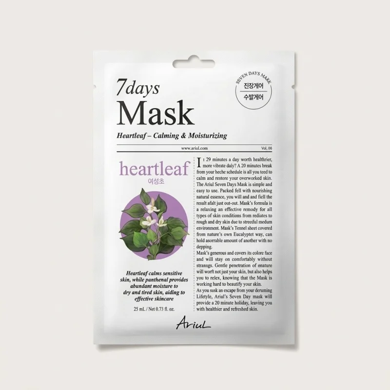 Ariul 7days Mask Heartleaf - Calming & Moisturizing Facial Sheet Mask - Main Image