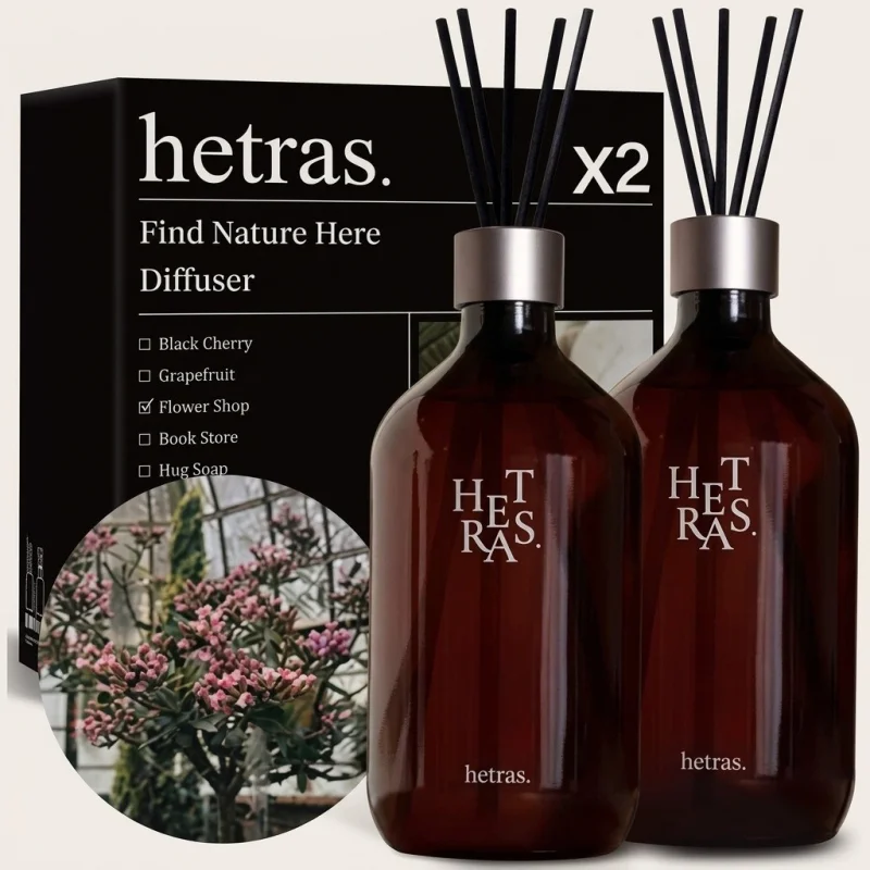 Hetras Premium Reed Diffuser Set Flower Shop Scent - 500ml x 2 Pack - Main Image
