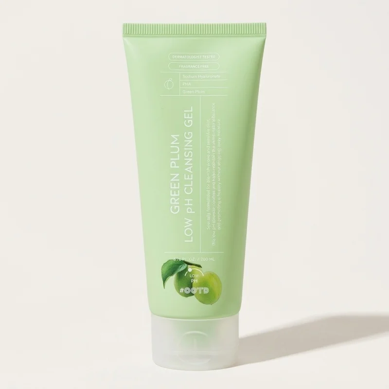 OOTD Green Plum Low pH Cleansing Gel 200ml - Gentle Daily Face Wash - Main Image