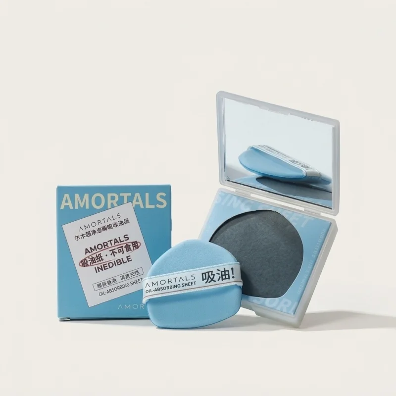 AMORTALS Oil Blotting Paper with Mirror and Puff for Instant Matte Finish - Main Image