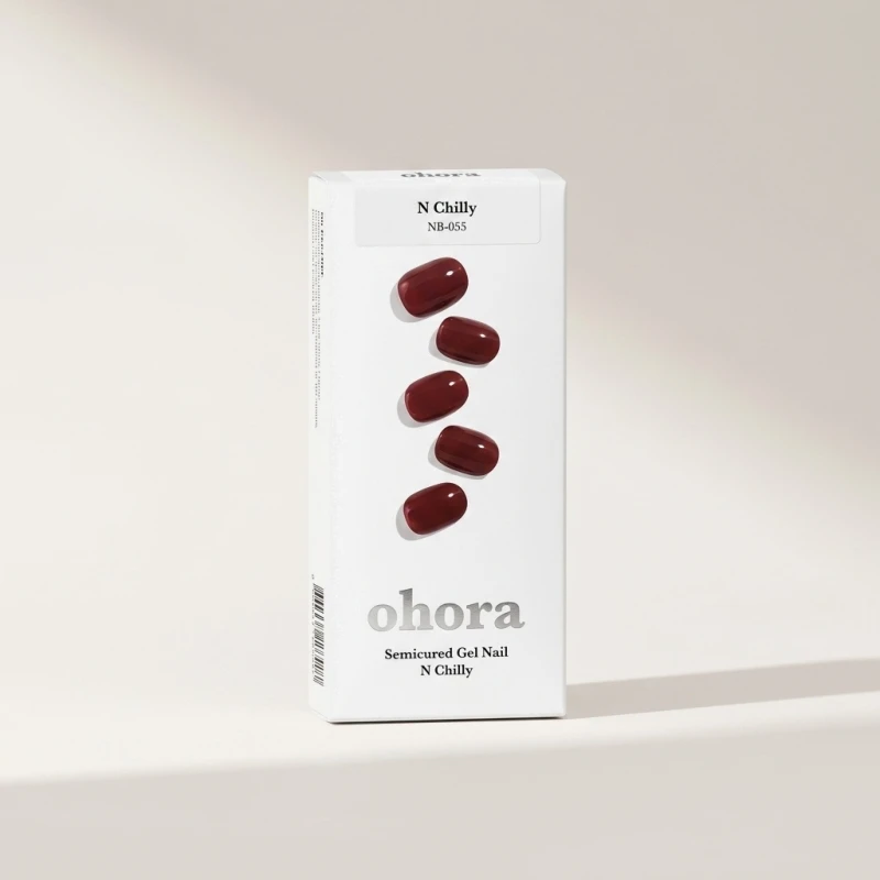 ohora Semicured Gel Nail N Chilly NB-055 | Deep Red Brown Salon-Style Finish - Main Image